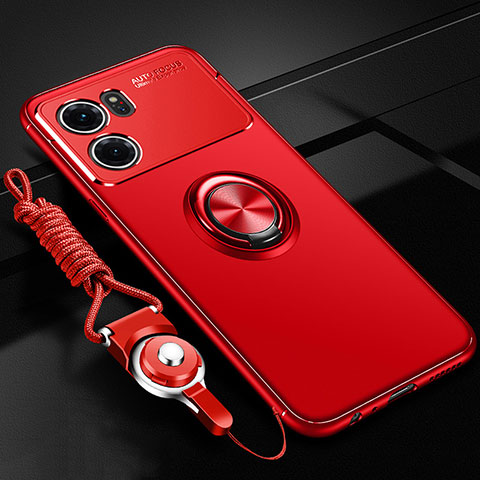 Coque Ultra Fine Silicone Souple Housse Etui avec Support Bague Anneau Aimante Magnetique JM3 pour Oppo K10 5G Rouge