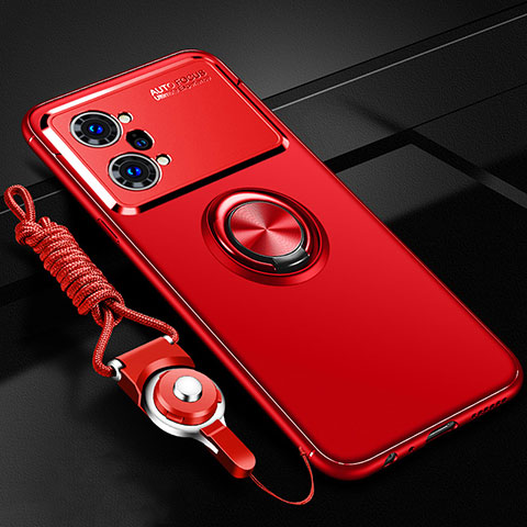 Coque Ultra Fine Silicone Souple Housse Etui avec Support Bague Anneau Aimante Magnetique JM3 pour Oppo K10 Pro 5G Rouge