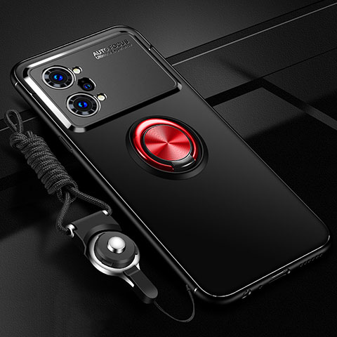 Coque Ultra Fine Silicone Souple Housse Etui avec Support Bague Anneau Aimante Magnetique JM3 pour Oppo K10 Pro 5G Rouge et Noir