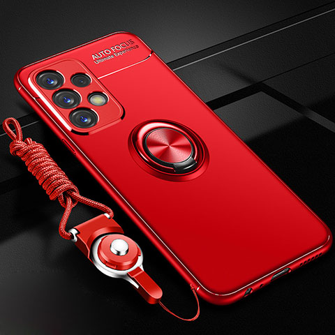 Coque Ultra Fine Silicone Souple Housse Etui avec Support Bague Anneau Aimante Magnetique JM3 pour Samsung Galaxy A13 4G Rouge