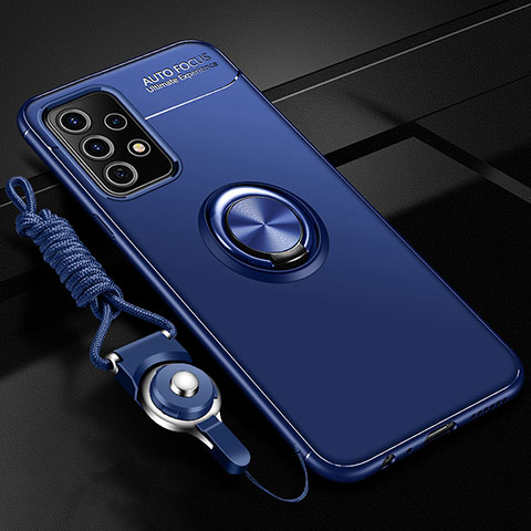 Coque Ultra Fine Silicone Souple Housse Etui avec Support Bague Anneau Aimante Magnetique JM3 pour Samsung Galaxy A33 5G Bleu