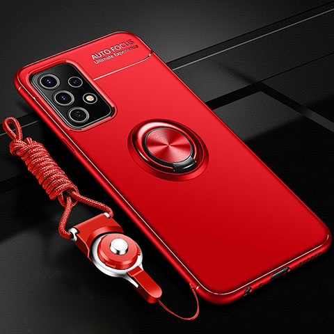 Coque Ultra Fine Silicone Souple Housse Etui avec Support Bague Anneau Aimante Magnetique JM3 pour Samsung Galaxy A33 5G Rouge