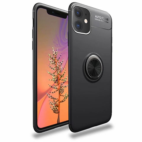 Coque Ultra Fine Silicone Souple Housse Etui avec Support Bague Anneau Aimante Magnetique pour Apple iPhone 11 Noir