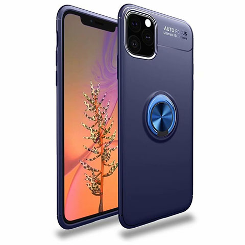 Coque Ultra Fine Silicone Souple Housse Etui avec Support Bague Anneau Aimante Magnetique pour Apple iPhone 11 Pro Bleu