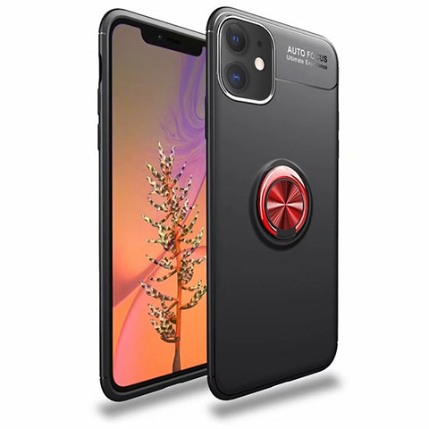 Coque Ultra Fine Silicone Souple Housse Etui avec Support Bague Anneau Aimante Magnetique pour Apple iPhone 11 Rouge et Noir