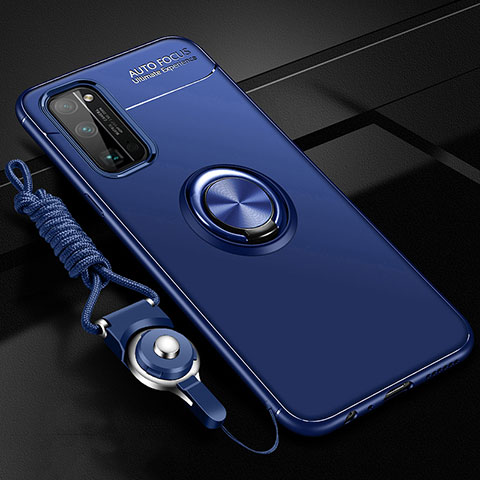 Coque Ultra Fine Silicone Souple Housse Etui avec Support Bague Anneau Aimante Magnetique pour Huawei Honor 30 Pro Bleu