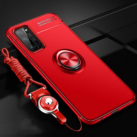 Coque Ultra Fine Silicone Souple Housse Etui avec Support Bague Anneau Aimante Magnetique pour Huawei Honor 30 Pro Rouge