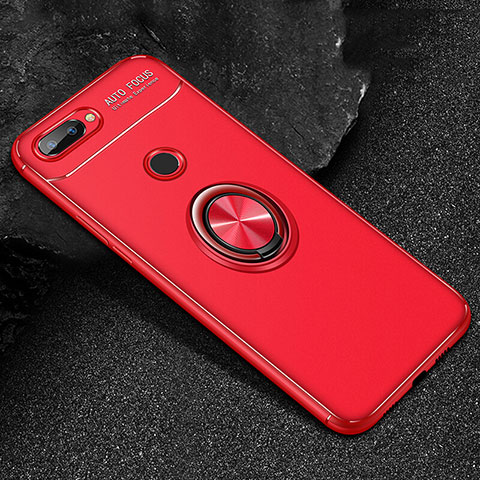 Coque Ultra Fine Silicone Souple Housse Etui avec Support Bague Anneau Aimante Magnetique pour Huawei Honor 9 Lite Rouge