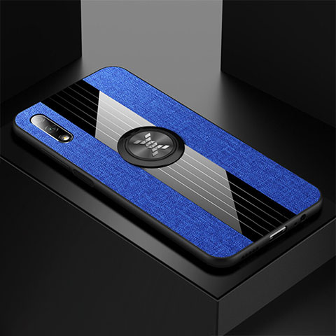 Coque Ultra Fine Silicone Souple Housse Etui avec Support Bague Anneau Aimante Magnetique pour Huawei Honor 9X Bleu