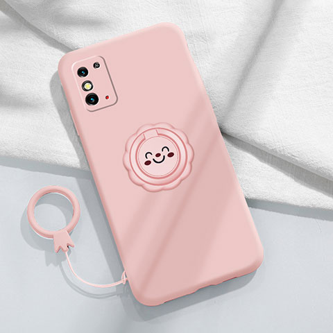 Coque Ultra Fine Silicone Souple Housse Etui avec Support Bague Anneau Aimante Magnetique pour Huawei Honor X10 Max 5G Rose