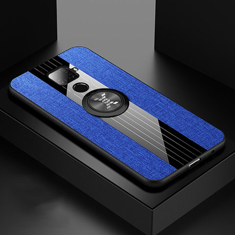 Coque Ultra Fine Silicone Souple Housse Etui avec Support Bague Anneau Aimante Magnetique pour Huawei Mate 30 Lite Bleu