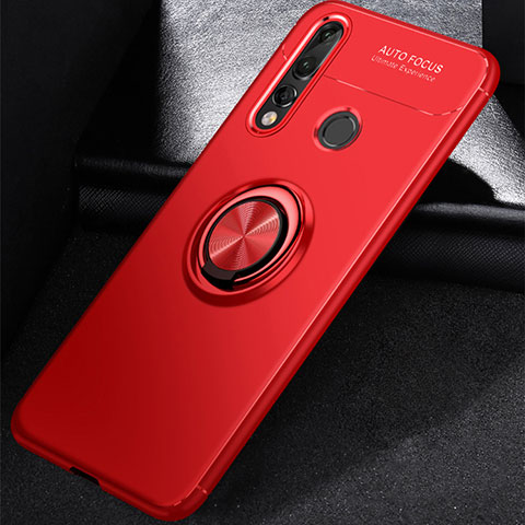 Coque Ultra Fine Silicone Souple Housse Etui avec Support Bague Anneau Aimante Magnetique pour Huawei Nova 4e Rouge