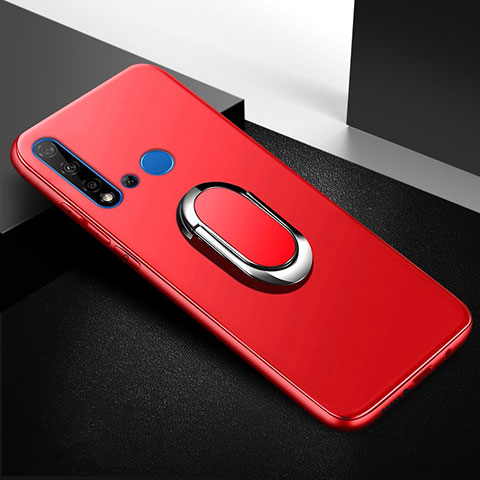 Coque Ultra Fine Silicone Souple Housse Etui avec Support Bague Anneau Aimante Magnetique pour Huawei Nova 5i Rouge