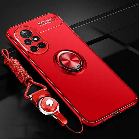 Coque Ultra Fine Silicone Souple Housse Etui avec Support Bague Anneau Aimante Magnetique pour Huawei Nova 8 5G Rouge