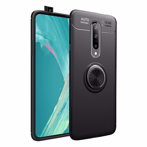 Coque Ultra Fine Silicone Souple Housse Etui avec Support Bague Anneau Aimante Magnetique pour OnePlus 7 Pro Noir