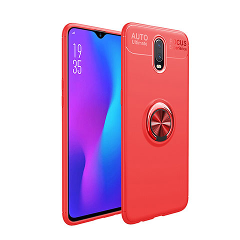 Coque Ultra Fine Silicone Souple Housse Etui avec Support Bague Anneau Aimante Magnetique pour OnePlus 7 Rouge