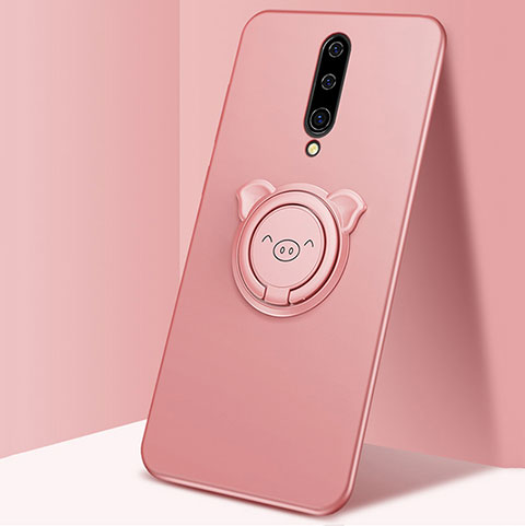 Coque Ultra Fine Silicone Souple Housse Etui avec Support Bague Anneau Aimante Magnetique pour OnePlus 8 Or Rose