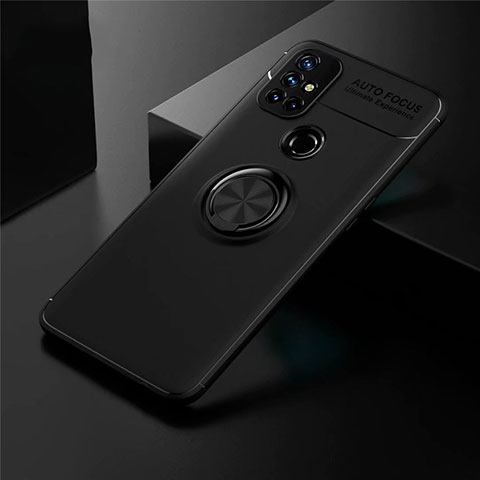 Coque Ultra Fine Silicone Souple Housse Etui avec Support Bague Anneau Aimante Magnetique pour OnePlus Nord N10 5G Noir