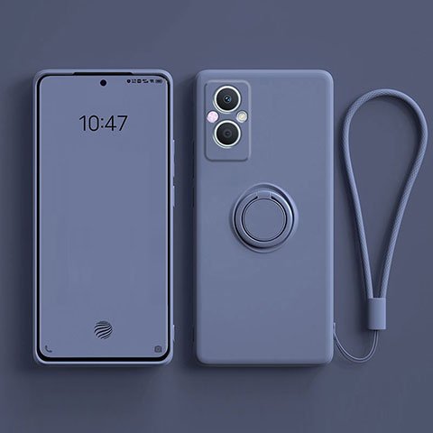 Coque Ultra Fine Silicone Souple Housse Etui avec Support Bague Anneau Aimante Magnetique pour OnePlus Nord N20 5G Gris Lavende