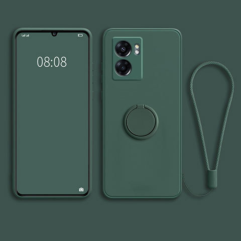 Coque Ultra Fine Silicone Souple Housse Etui avec Support Bague Anneau Aimante Magnetique pour OnePlus Nord N300 5G Vert