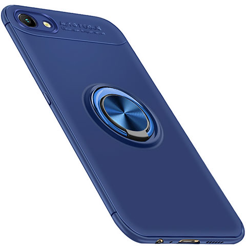 Coque Ultra Fine Silicone Souple Housse Etui avec Support Bague Anneau Aimante Magnetique pour Oppo A3 Bleu