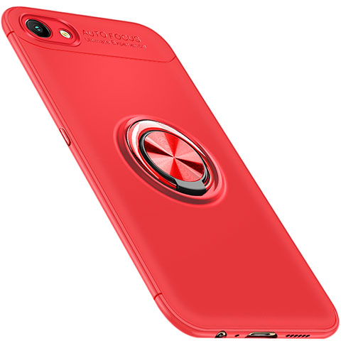 Coque Ultra Fine Silicone Souple Housse Etui avec Support Bague Anneau Aimante Magnetique pour Oppo A3 Rouge