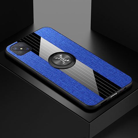 Coque Ultra Fine Silicone Souple Housse Etui avec Support Bague Anneau Aimante Magnetique pour Oppo A92s 5G Bleu