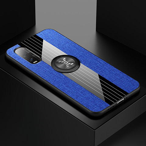 Coque Ultra Fine Silicone Souple Housse Etui avec Support Bague Anneau Aimante Magnetique pour Oppo Find X2 Bleu