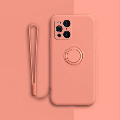 Coque Ultra Fine Silicone Souple Housse Etui avec Support Bague Anneau Aimante Magnetique pour Oppo Find X3 5G Orange