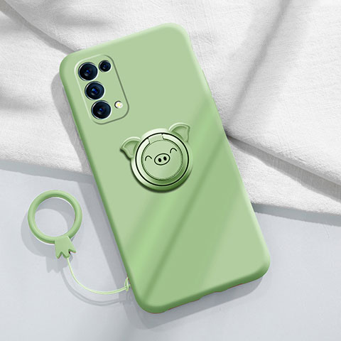 Coque Ultra Fine Silicone Souple Housse Etui avec Support Bague Anneau Aimante Magnetique pour Oppo Find X3 Lite 5G Vert