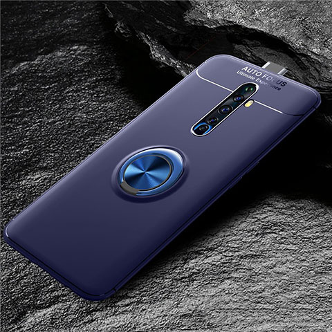 Coque Ultra Fine Silicone Souple Housse Etui avec Support Bague Anneau Aimante Magnetique pour Oppo Reno2 Z Bleu