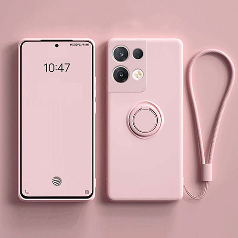 Coque Ultra Fine Silicone Souple Housse Etui avec Support Bague Anneau Aimante Magnetique pour Oppo Reno8 Pro 5G Rose