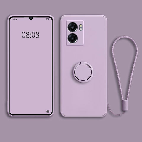 Coque Ultra Fine Silicone Souple Housse Etui avec Support Bague Anneau Aimante Magnetique pour Realme Q5i 5G Violet Clair