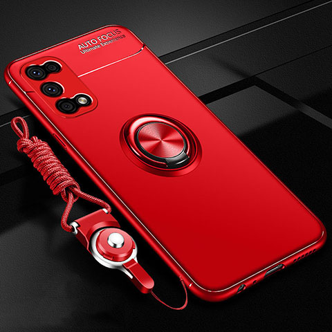 Coque Ultra Fine Silicone Souple Housse Etui avec Support Bague Anneau Aimante Magnetique pour Realme V5 5G Rouge