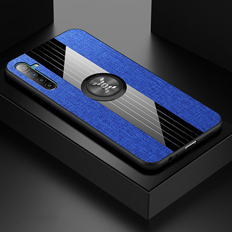 Coque Ultra Fine Silicone Souple Housse Etui avec Support Bague Anneau Aimante Magnetique pour Realme X2 Bleu