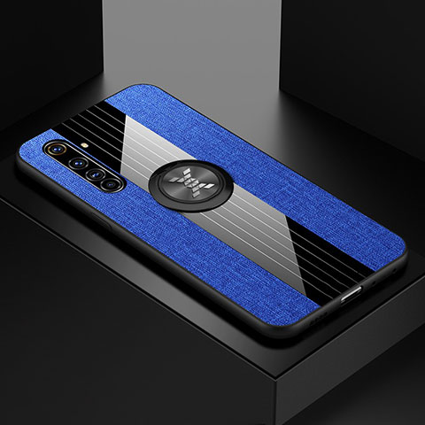 Coque Ultra Fine Silicone Souple Housse Etui avec Support Bague Anneau Aimante Magnetique pour Realme X50 Pro 5G Bleu