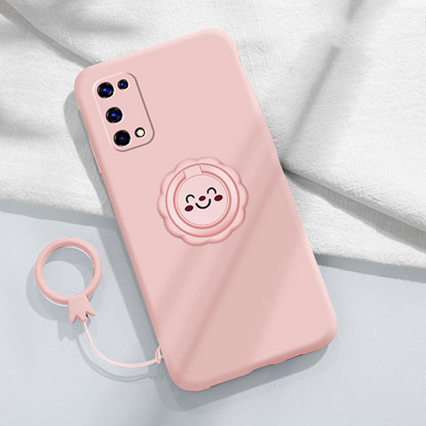 Coque Ultra Fine Silicone Souple Housse Etui avec Support Bague Anneau Aimante Magnetique pour Realme X7 Pro 5G Rose