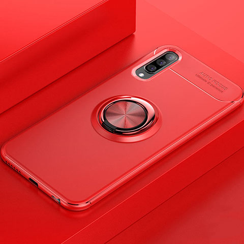 Coque Ultra Fine Silicone Souple Housse Etui avec Support Bague Anneau Aimante Magnetique pour Samsung Galaxy A70 Rouge