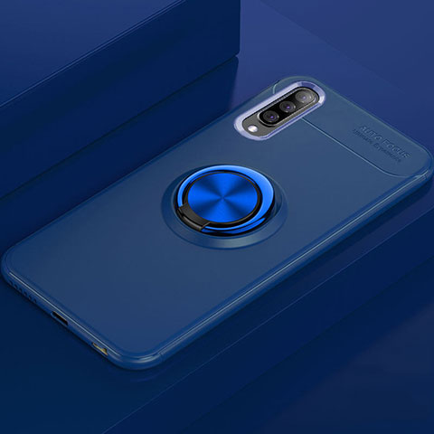 Coque Ultra Fine Silicone Souple Housse Etui avec Support Bague Anneau Aimante Magnetique pour Samsung Galaxy A90 5G Bleu