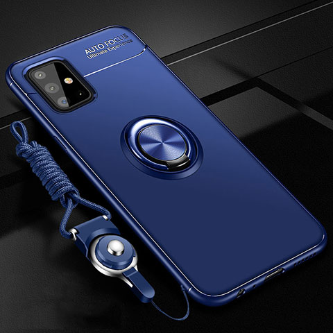 Coque Ultra Fine Silicone Souple Housse Etui avec Support Bague Anneau Aimante Magnetique pour Samsung Galaxy M40S Bleu