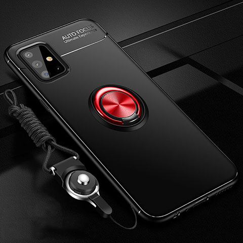 Coque Ultra Fine Silicone Souple Housse Etui avec Support Bague Anneau Aimante Magnetique pour Samsung Galaxy M40S Rouge et Noir