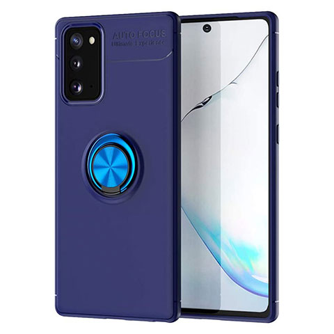 Coque Ultra Fine Silicone Souple Housse Etui avec Support Bague Anneau Aimante Magnetique pour Samsung Galaxy Note 20 5G Bleu