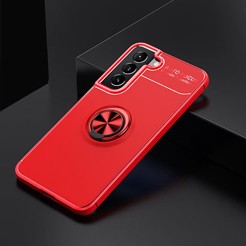 Coque Ultra Fine Silicone Souple Housse Etui avec Support Bague Anneau Aimante Magnetique pour Samsung Galaxy S21 5G Rouge