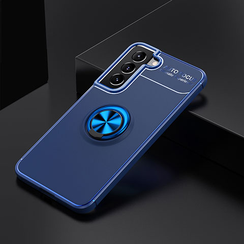 Coque Ultra Fine Silicone Souple Housse Etui avec Support Bague Anneau Aimante Magnetique pour Samsung Galaxy S21 Plus 5G Bleu