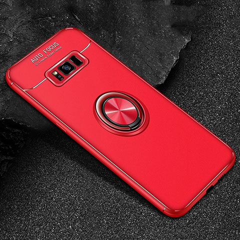 Coque Ultra Fine Silicone Souple Housse Etui avec Support Bague Anneau Aimante Magnetique pour Samsung Galaxy S8 Rouge