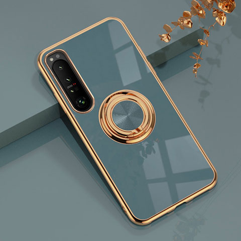 Coque Ultra Fine Silicone Souple Housse Etui avec Support Bague Anneau Aimante Magnetique pour Sony Xperia 1 III Gris Lavende