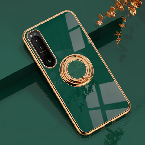 Coque Ultra Fine Silicone Souple Housse Etui avec Support Bague Anneau Aimante Magnetique pour Sony Xperia 10 III SO-52B Vert