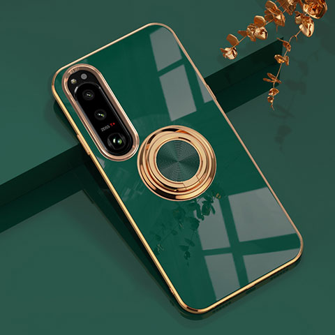 Coque Ultra Fine Silicone Souple Housse Etui avec Support Bague Anneau Aimante Magnetique pour Sony Xperia 10 V Vert