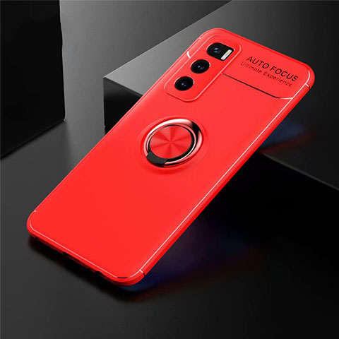 Coque Ultra Fine Silicone Souple Housse Etui avec Support Bague Anneau Aimante Magnetique pour Vivo Y70 (2020) Rouge