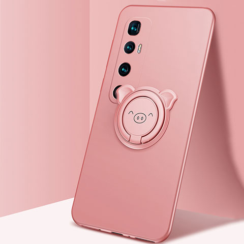 Coque Ultra Fine Silicone Souple Housse Etui avec Support Bague Anneau Aimante Magnetique pour Xiaomi Mi 10 Ultra Or Rose